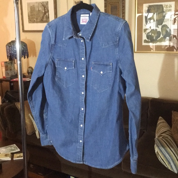 levis denim shirt pearl snap